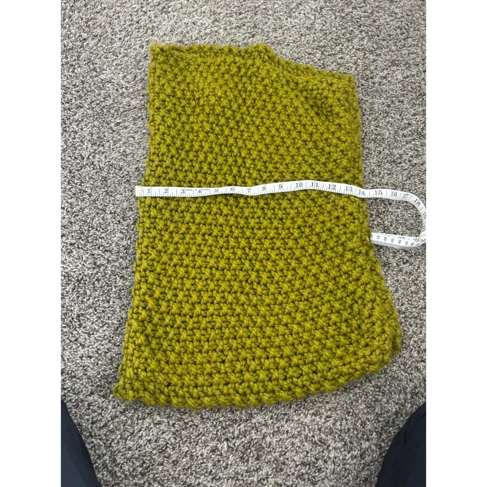 Handmade Chunky Knit Infinity Scarf Chartreuse Green Moss Stitch Cowl